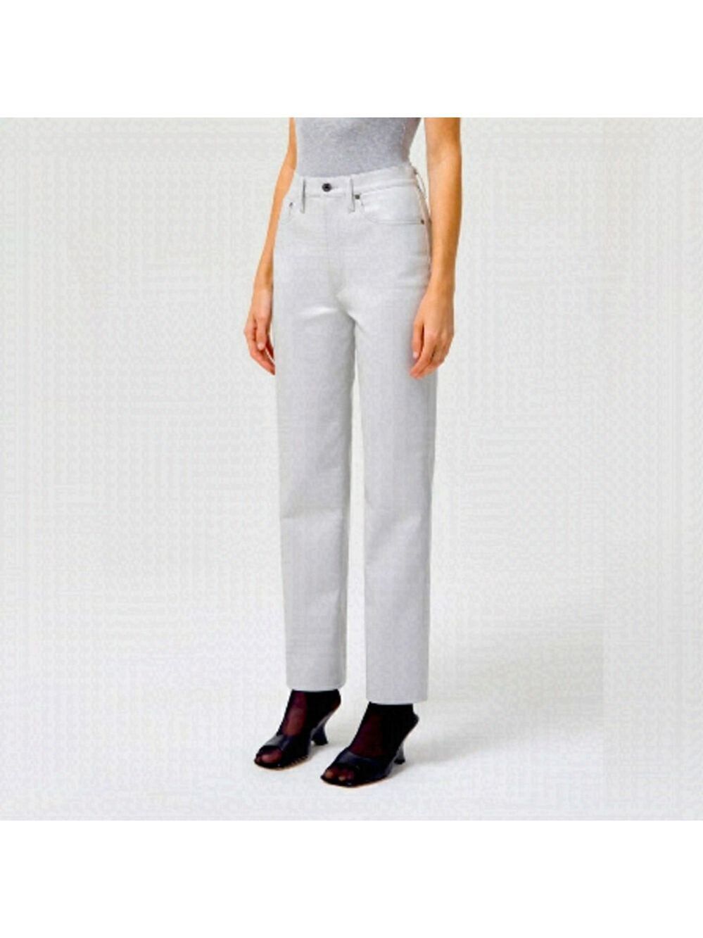 NEW AGOLDE Recycled Leather 90's Pinch Waist Jeans Size 26 in Wisp (Dove Grey) - Picture 1 of 10